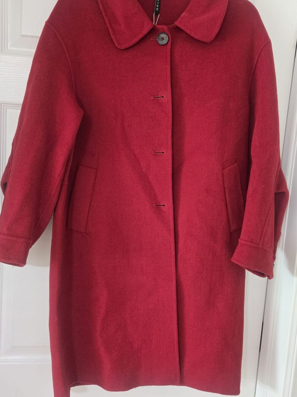 Classic Red Wool-Blend Women's Coat. 100% Wool